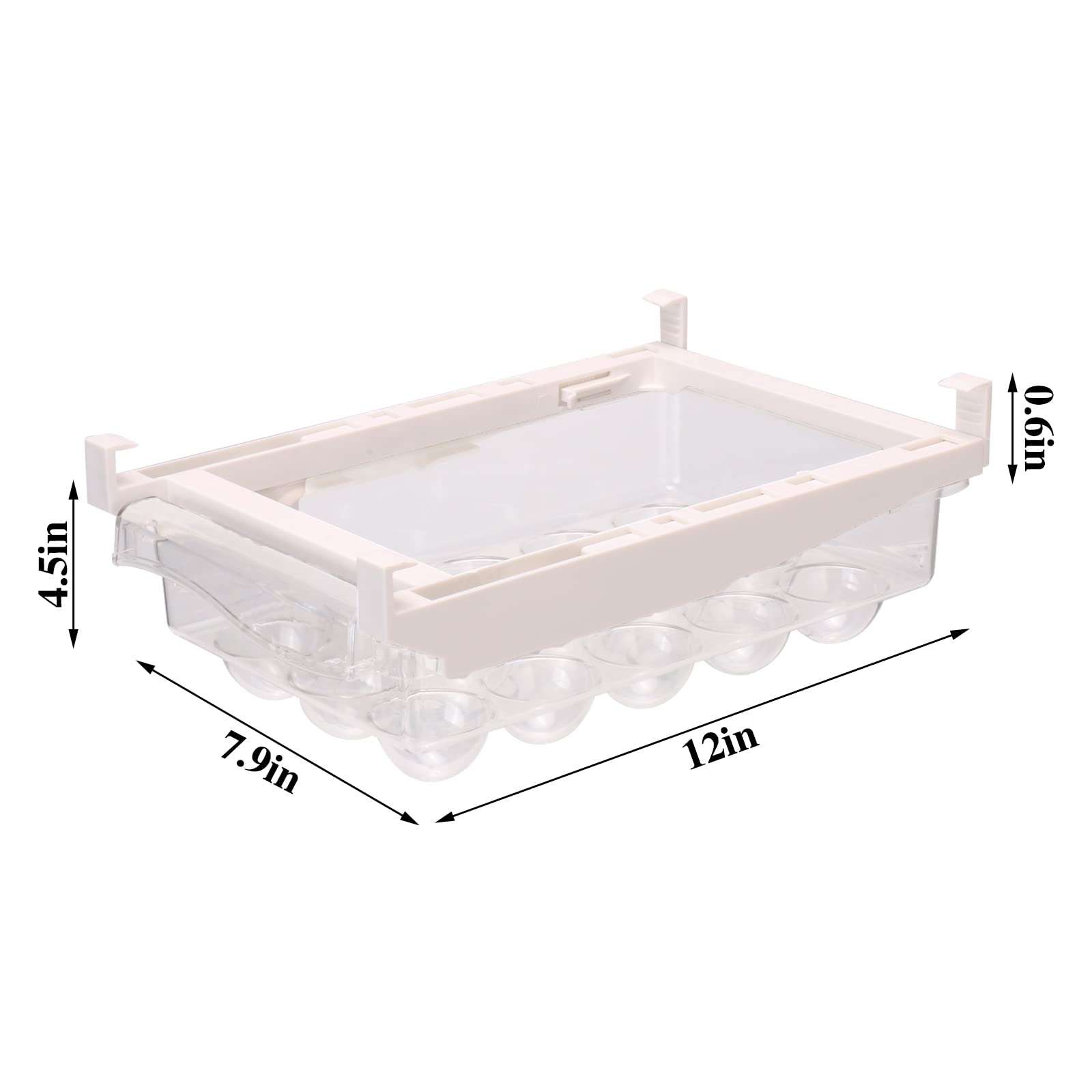 EOSVAROGÂ 2 Pack Egg Container for Refrigerator, 15 Egg Holder for Refrigerator, Fridge Organizers and Storage, Plastic Clear Refrigerator Organizer Bins, Adjustable Fridge Undershelf Egg Drawer