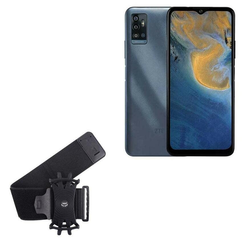 BoxWave Holster Compatible with ZTE Blade A71 - ActiveStretch Sport Armband, Adjustable Armband for Workout and Running - Jet Black