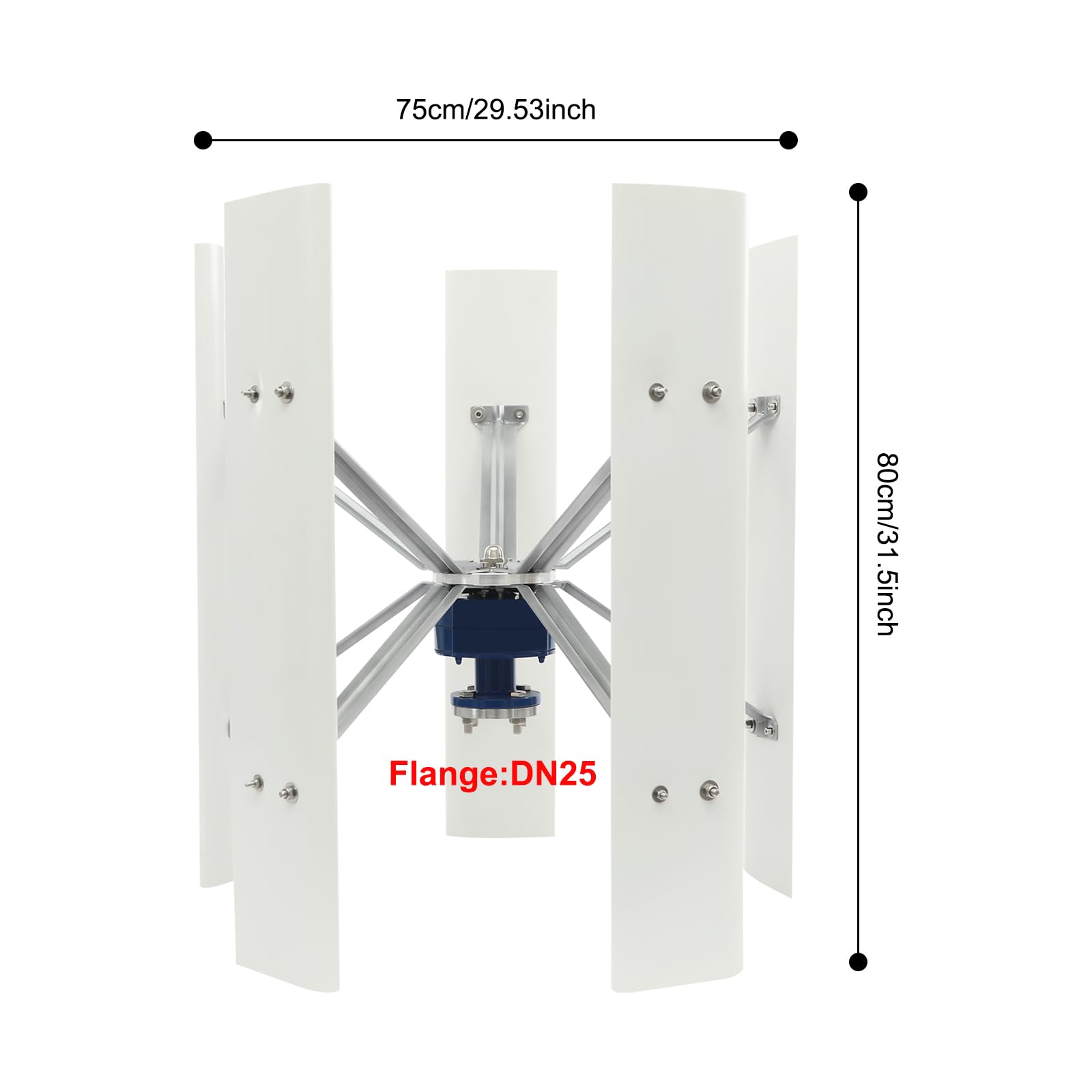 OUKANING Vertikaler Windgenerator 12V 24V 500W, Windturbine Windkraftanlage Mit Steuergerät und Automatische Luv Anpassungsfunktion, Ip67, 30Db, 5 Flügeln (Weiß, 24v)