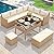 YITAHOME 6-Piece Patio Furniture Set, All-Weather Wicker Outdoor Sectional Sofa with Lift-Top Table & Ottoman, Patio Conversation Set for Deck, Backyard, Porch - Light Brown+Beige