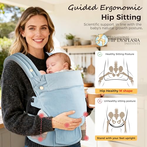 Baby Carrier Newborn to Toddler- Ergonomic,Cozy and Lightweight Infant Carrier for 7-40lbs,3 Carry Positions Newborn Carrier,Denim Blue - Image 6