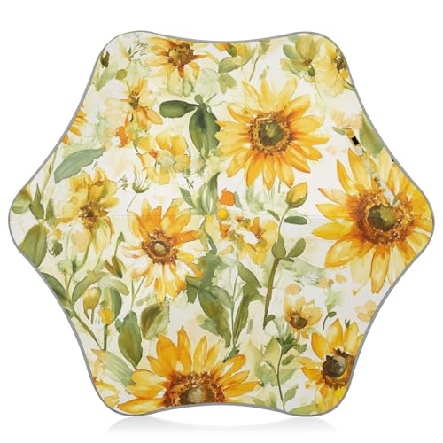 Yuiboo Ukraine - Paraguas de girasol para niños pequeños, paraguas para lluvia con tira reflectante, paraguas de viaje resistente al viento con cierre a prueba de pellizcos y mango de gancho de fácil