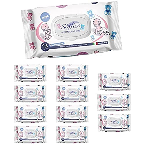 Soffice Toallitas Baby Aqua con tapón 12 paquetes x 72 toallitas – 370 g