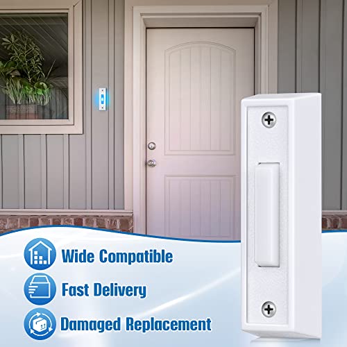 Led Lighted Doorbell Button Wired, Door Bell Ringer Push Buttons Replacement Wall Mount Door Chime Opener Switch, Doorbell Cover With Soft Blue Light (White, 1 Pack) #TOP5