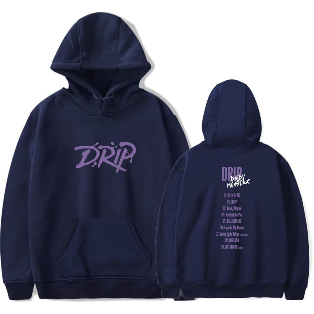 Babymonster Merch Drip Tracklist Hoodies Pullovers Kpop Hoodie Unisex Hooded Casual Streetwear Top