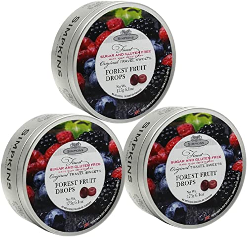 Original Sugar Free Travel Sweets Tin 6 Pack Bundle Contains 3 X Simpkins Mixed Fruit And 3 X Simpkins Forest Fruit (175G Each), Silver #TOP2