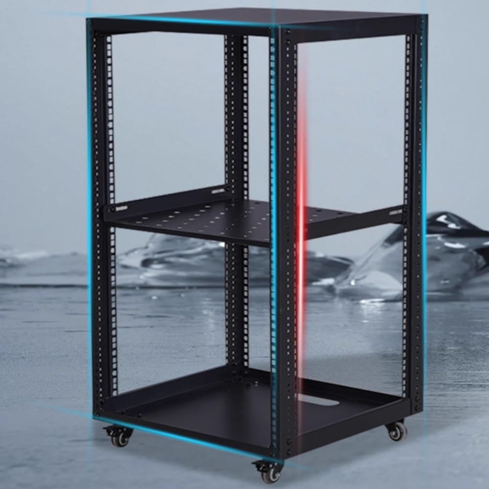 Rack de serveur à cadre ouvert avec roulettes - Support stéréo AV pour ordinateur/informatique/informatique/équipement informatique (50 x 47,7 x 71,8 cm)