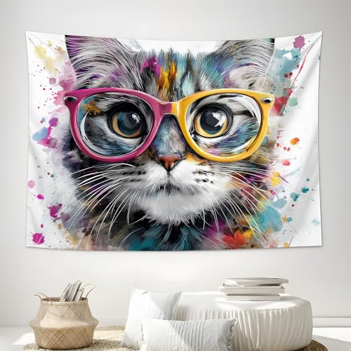 Tissu d'impression rectangulaire chat lunettes de soleil pour habiller un grand mur - 4