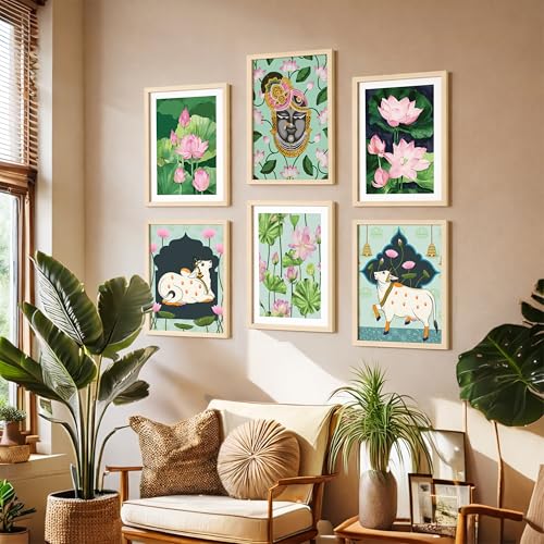 Image of NoWorries Modern Minimal Art Wall Paintings | Set of 6 Multicolor Framed Prints for Living Room Wall Decor | Contemporary Minimalist Framed Art (10x13inches Multicolor) (ART-3)