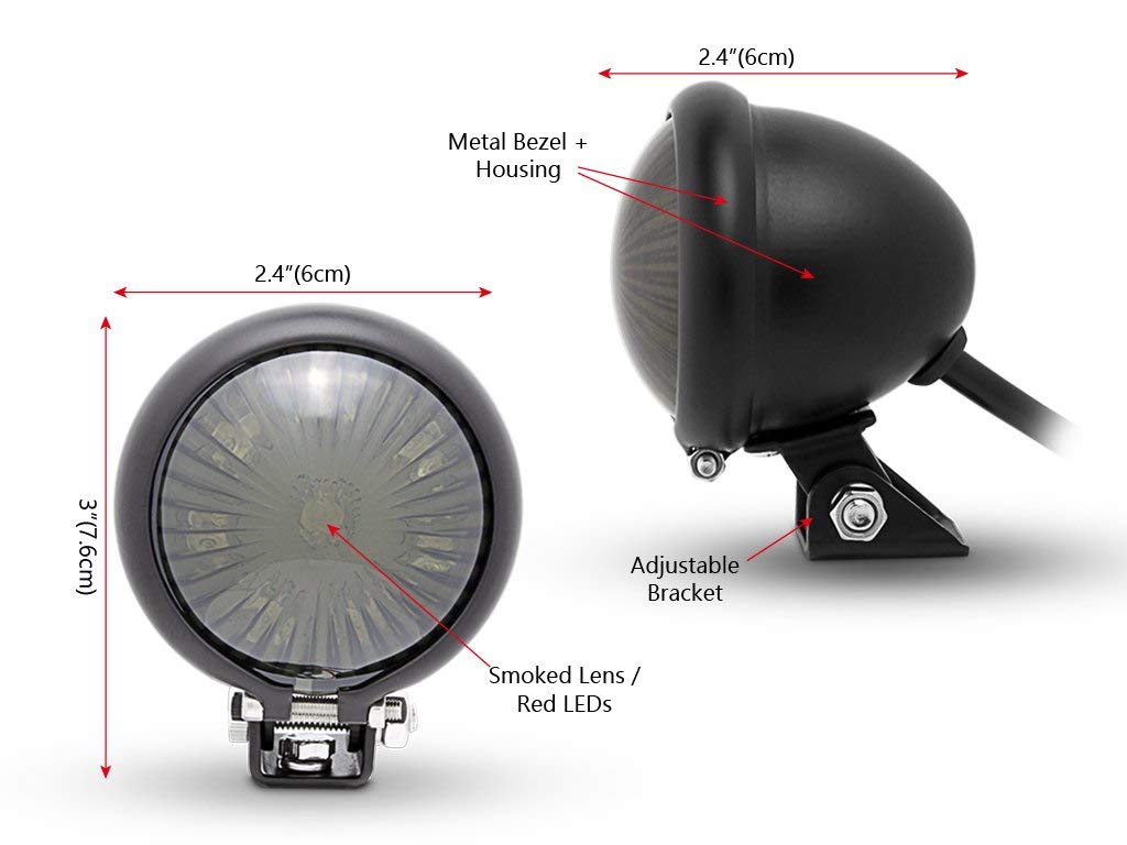 Motocykl LED tylne światło hamowania tylne do retro vintage niestandardowy projekt - matowy czarny
