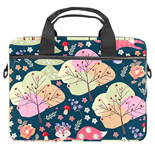 Sac ordinateur 13-14 pouces motif renard fleur sacoche bandoulière tablette PC portable