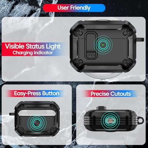 Image of Sounce Premium Military Grade Protective Earbuds Case Cover Compatible with AirPods Pro 3 Shockproof and Lightweight Design Earbuds Case Cover Compatible with MagSafe Support for Everyday Use (Black)