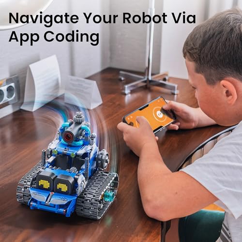 Image of Sillbird STEM Robot Building Kit with Remote Control Gifts for Boys 8-14 | Coding Robotic Toy, Birthday Presents for Kids Ages 8+, App-Controlled, Buildable 5in1 Models, LED Eyes, 596 Pieces