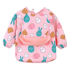 Waterdichte Baby Cartoon slabbetjes- Kinderen Baby Verstelbare Lange Mouw Schort Schort