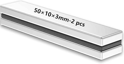 Realth Barra de imanes de neodimio de tierras raras de 1.97 x 0.39 x 0.12 pulgadas, paquete de 2 imanes rectangulares para proyectos de ciencia de