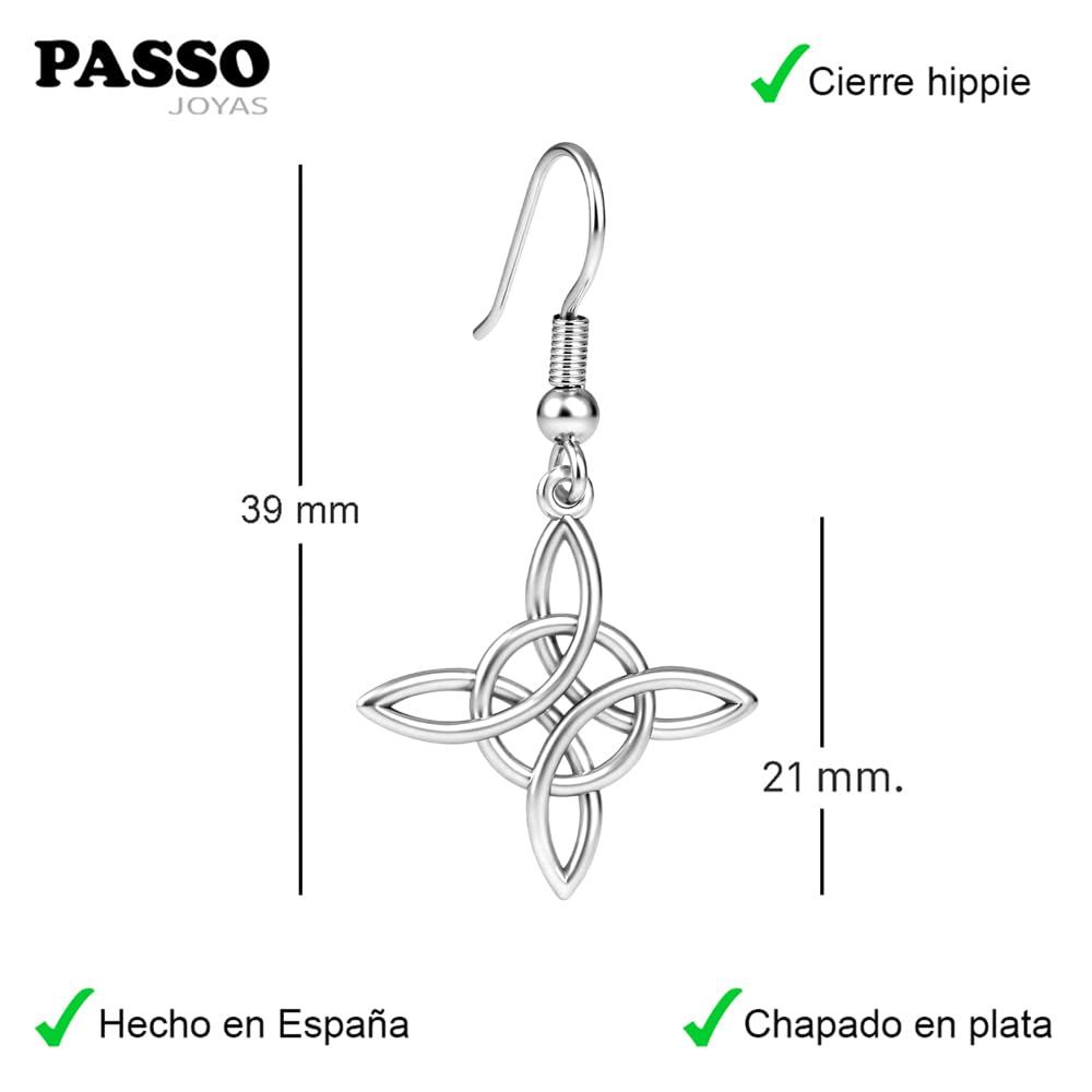 Pendientes mujer plata nudo de brujas amuleto suerte protección