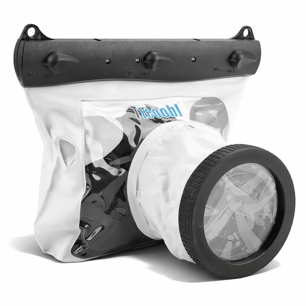 Sxhlseller Bolso Impermeable de la Carcasa de la Cámara, Bolso Seco Universal del Estuche de Dving Submarino para Cámaras DSLR(Blanco)