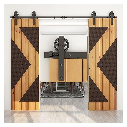 耐久性の高い頑丈な納屋引き戸ハードウェアキット、二重木製ドア中輪形状引き戸レールに適しています 耐磨性超群(10FT-300CM)