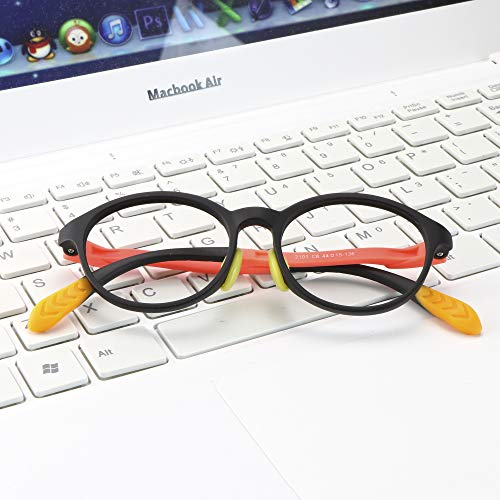 Image of LifeArt Kid Blue Light Blocking Glasses, Filter 85% of Harmful Blue Light, Anti Eyestrain and Blurry, Computer Glasses, Cut UV400 Anti Glare(Orange)