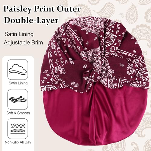 Image of Ababalaya Satin Lined Beanies for Women Chemo Headwear Silky Lined Cotton Sleeping Cap