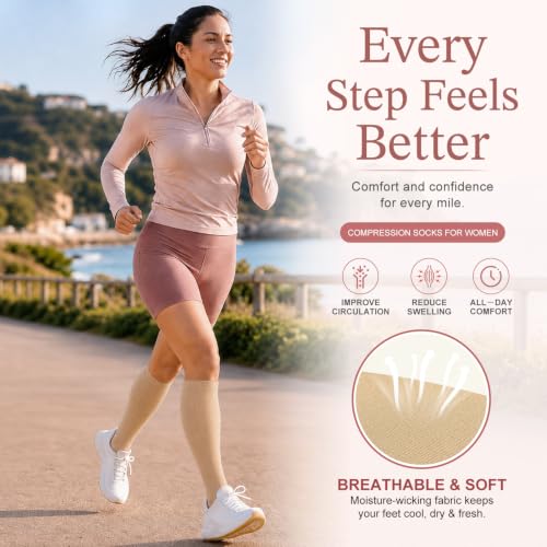Image of Laite Hebe 4 Pairs-Compression Socks for Women&Men Circulation-Best Support for Nurses,Running,Athletic
