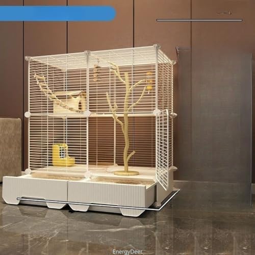 鳥かご、大型、オウム、ケージ、EnergyDeer、鳥小屋、複数飼育、掃除しやすい、引き出しトレイ付き、セキセイインコ、文鳥、(75x37x55cm) (d,a)
