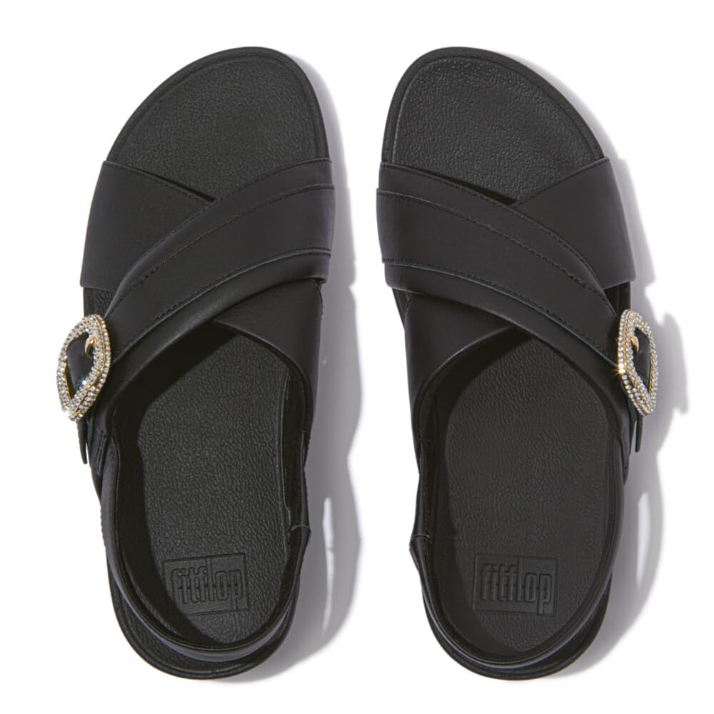 Fitflop Lulu Crystal-Buckle Leather Back-Strap Sandals, Sandalia Mujer