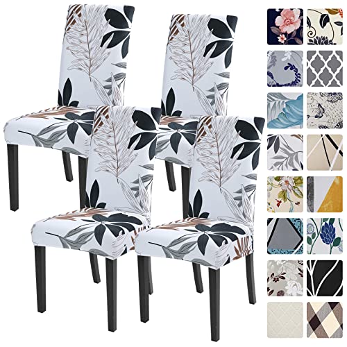 Laamei Maple Leaf Chair Covers For Dining Room Set Of 4, Stretch Kitchen Chair Covers Washable Parsons Chair Slipcover Removable Dining Chair Protectors For Hotel,Ceremony,Banquet #TOP18