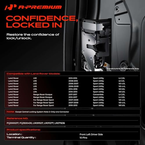 Image of A-Premium Front Left Driver Side Door Lock Actuator Compatible with Land Rover Range Rover Sport 2007-2013, Range Rover Evoque 2012-2017, LR4 2010-2016, LR2 2008-2015, LR3 2006-2009, W /Safe Function