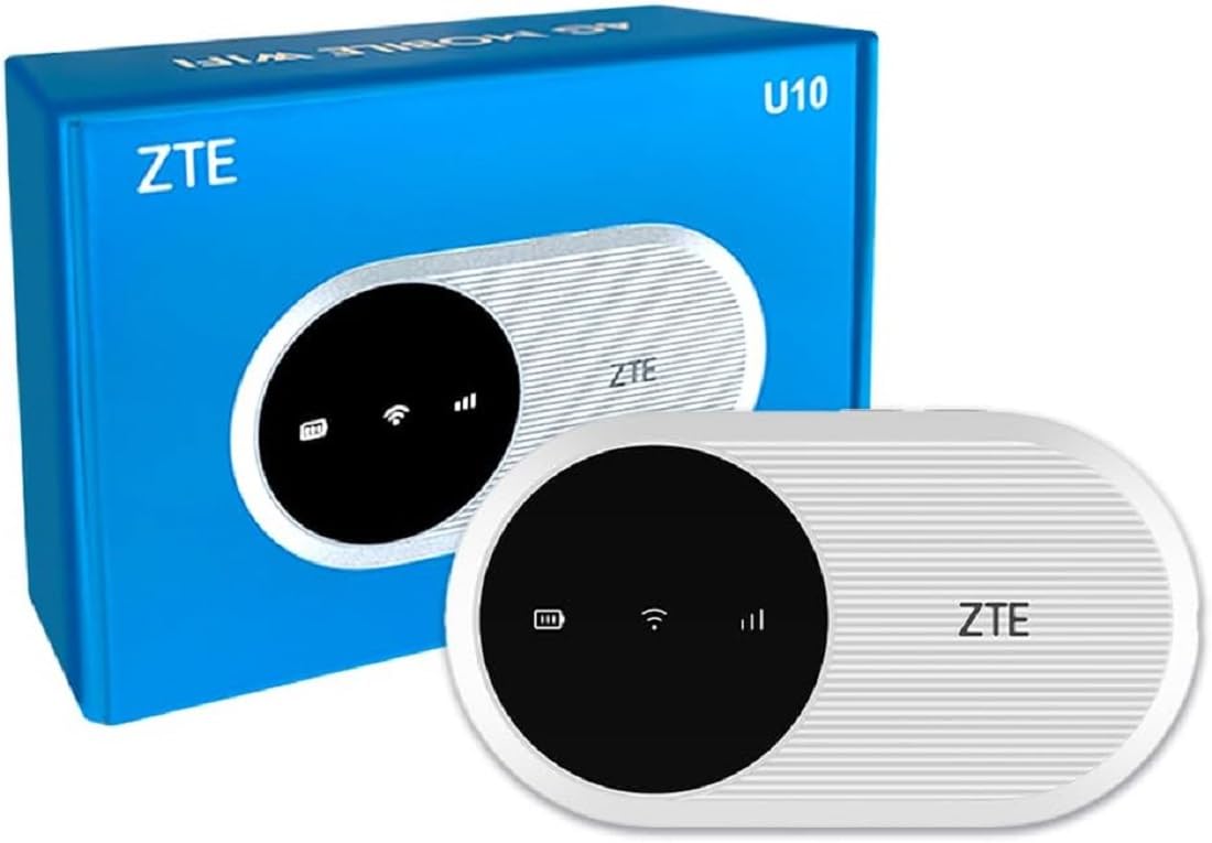 ZTE U10, Wi-FI 6/4G LTE Mobile Wi-FI, Point d'accès Portable débloqué à Faible coût, se connecte à 32 appareils, Batterie 2000 mAh, antenne intégrée pour des Vitesses améliorées,
