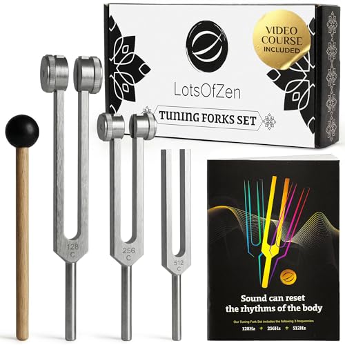 Tuning Forks for Healing Set (128Hz, 256Hz, 512Hz) — Essential Yoga and Meditation Accessories & Sound Therapy Devices