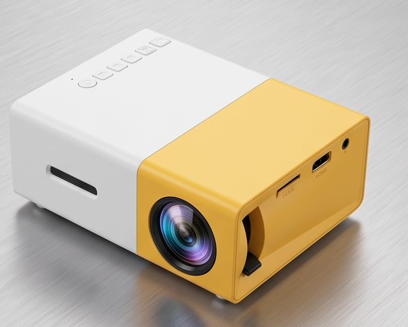 Image of LED Projector Yellow and White Portable Home Theater Projector