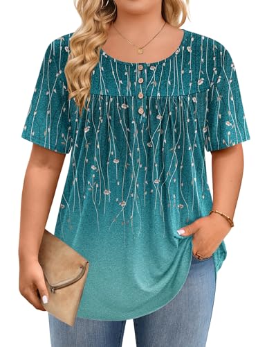 Image of IN'VOLAND Plus Size Tops for Women Short Sleeve Shirts Dressy Casual Tunics