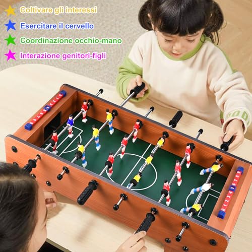 GOLDGE Tischfußball, Holz-Tischfußball mit 6 Stangen und 4 Bällen, für Kinder und Erwachsene, 50,5 x 24,5 x 15 cm – Bild 7