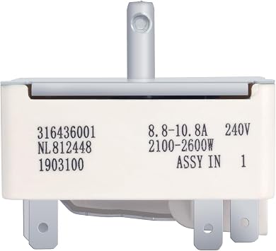 316436001 Range Burner Infinite Control Surface Element Unit Switch Replacement for Frigidaire Tappan Kenmore Series 790 Stove Parts 316021501, 1155395,FFEF3015PBB,EA1145040, AH1145040-8 Inch