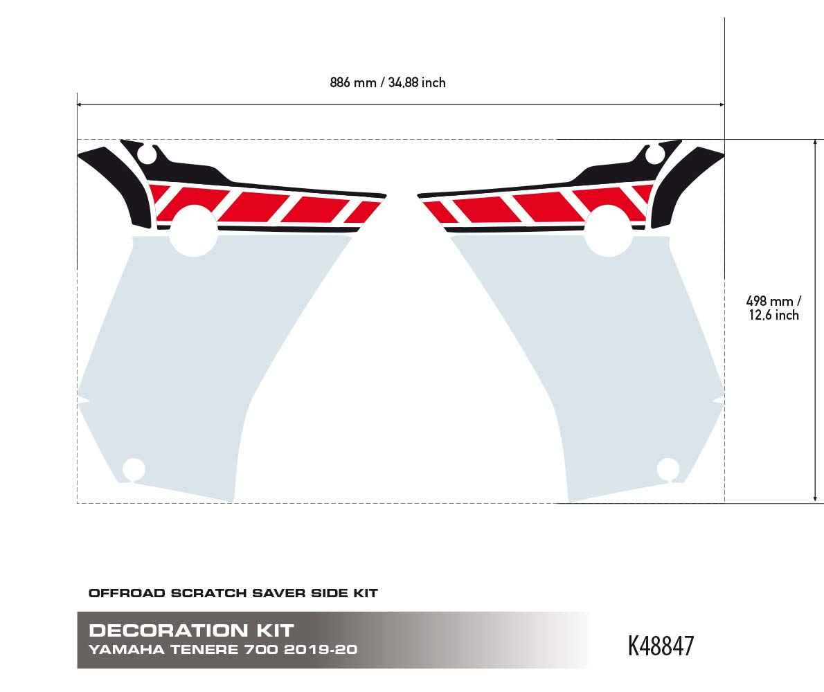 Uniracing Off Road Scratch Saver pour Yamaha Tenere 700 2019-23. Kit latéral
