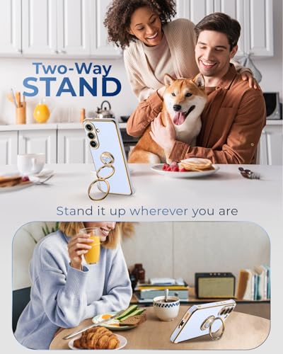 Image of XYZ for Galaxy S26 Plus Case with Stand, for Samsung Galaxy S26 Plus Case with Double Ring Kickstand, Women Girls Cute Love-Heart Bling Luxury Protective Phone Case for Samsung S26 Plus, Blue