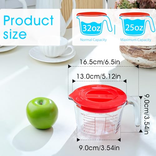 Vasos medidores de vidrio de borosilicato 2 tazas con tapa miniatura 2