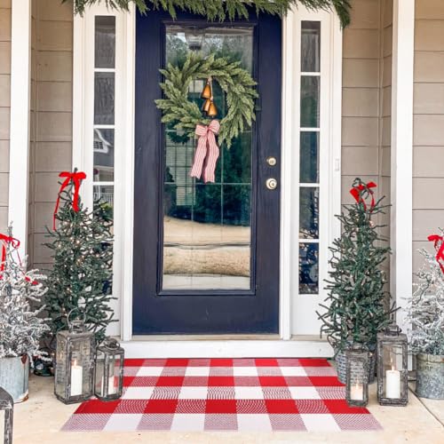 Tapete Navideño Exterior 61 x 130 cm Rojo y Blanco miniatura 4