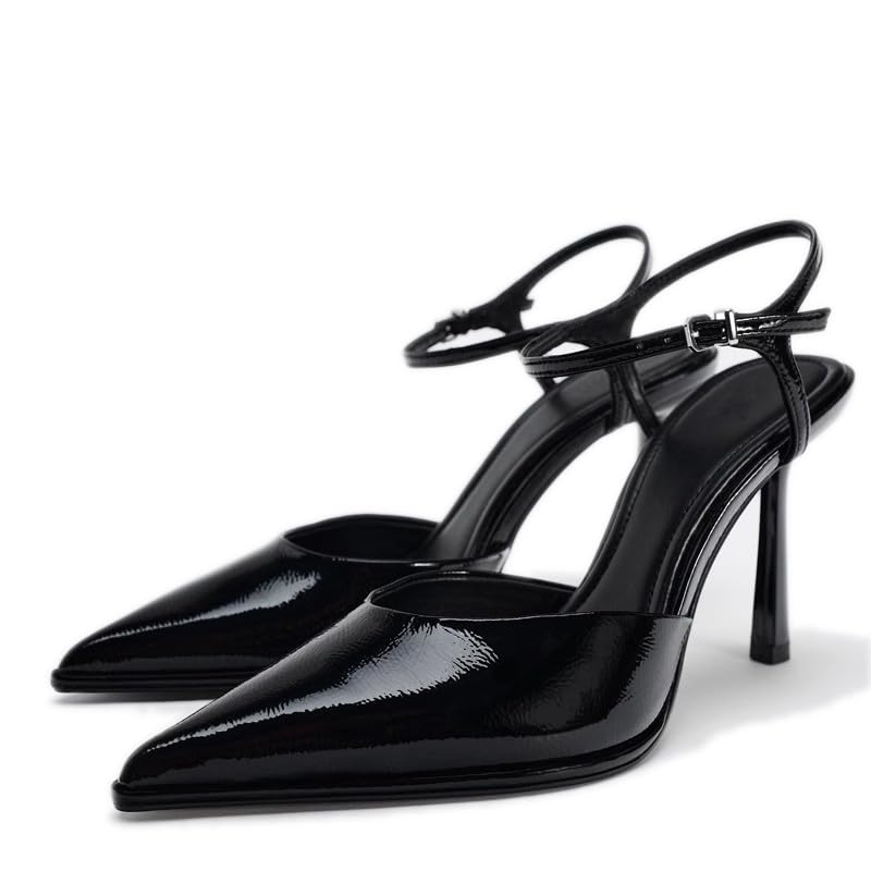 SAFECAMS Ankle Strap Heels for Women Closed Pointed Toe Stiletto Pump Shoes High Heels Sandals Party Wedding Dress Sexy Sandal Shoes