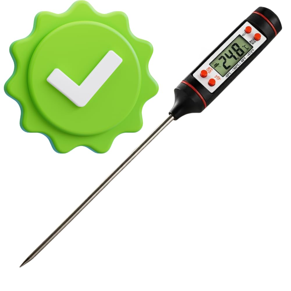 Termômetro Culinário Digital Inox Premium Medição Rápida para Carnes, Líquidos, Forno e
