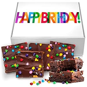 Happy Birthday Gift Chocolate Brownies Large Food Gift Individually Wrapped For Men Women Package | Nut Free | Kosher