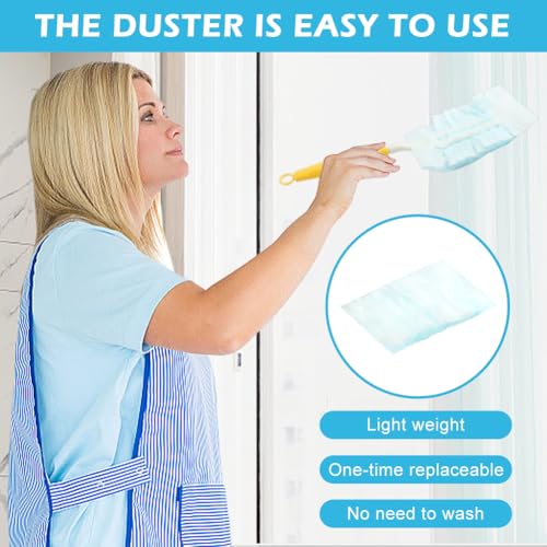 Image of 30 Count Duster Refill, 180 Dusters Heavy Duty Refills, Multi-Surface Duster Electrostatic Replacement Head Detachable Handle, Disposable Duster Heads for Home Office Furniture(Yellow)