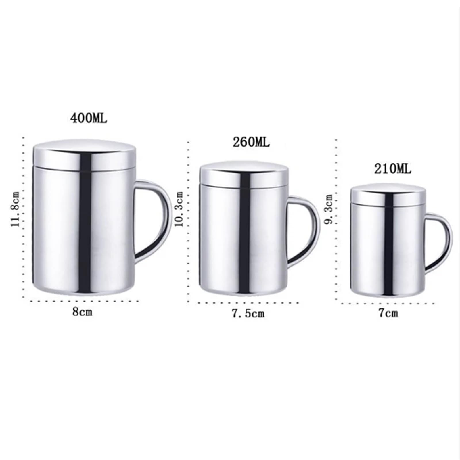 Taza de café acero inoxidable doble pared, taza portátil, vaso viaje, jarra, tazas té la leche, agua dobles for oficina Para café y bebidas(500ml with lid)