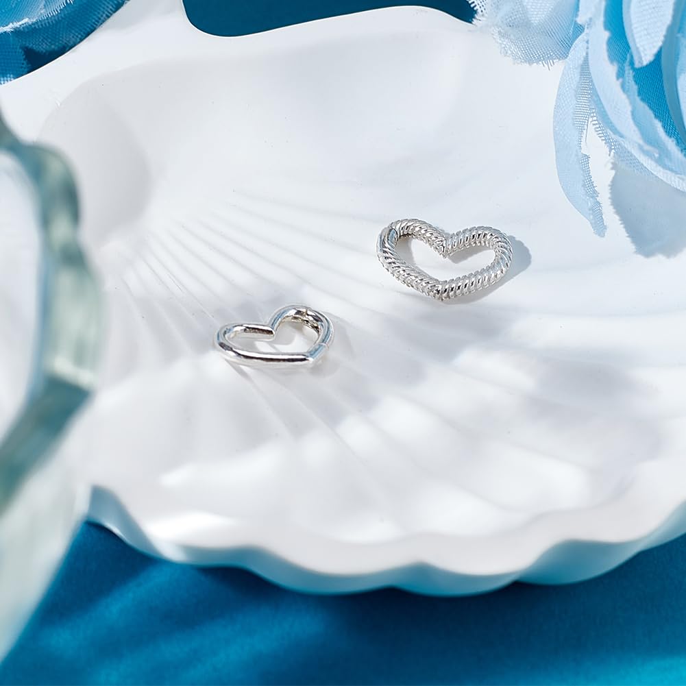 Beebeecraft 2 Stück 925 Sterling Silber Federringverschluss Herzförmiger Federtorringverschluss Verbinder Karabiner Für Armband Halskette Schmuckherstellung Valentinstag