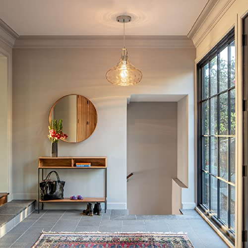 Glass Pendant Light Vintage Farmhouse Pendant Lighting With Handblown Clear Hammered Glass Shade, Adjustable Cord Ceiling Light Fixture For Kitchen Island Hallway Kitchen Sink, Brushed Nickel 11Inch #TOP5