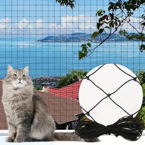 BAOSROY Katzennetz für Balkon,6x3m Katzennetz,Katzennetz für Balkon Ohne Bohren,Katzennetz Drahtverstärkt,Balkonnetz für Katzen,Katzenschutznetz für Balkon,Terrassen,Balkonschutz
