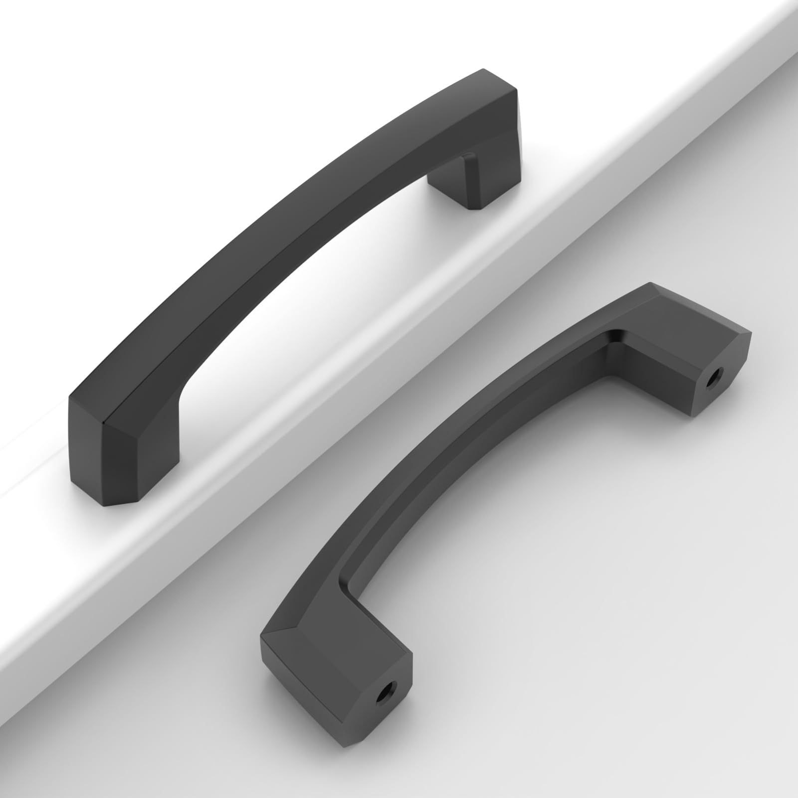 Coinkoly 10 Pack Matte Black 3 Inch(76mm) Hole Center Kitchen Cabinet Handles Cabinet Pulls Drawer Hardware for Cupboard Dresser Handles Bathroom