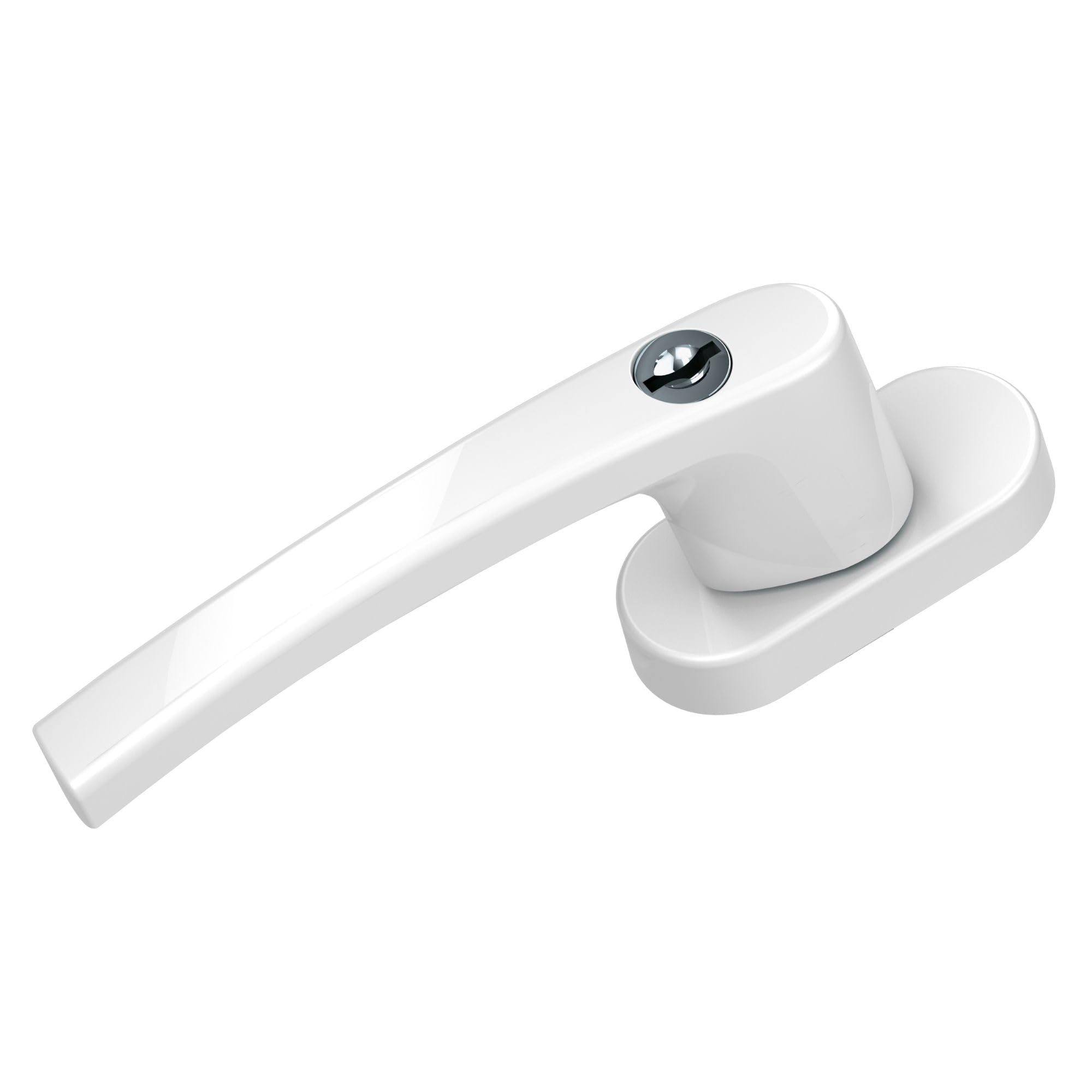 BASI Set di 20 maniglie per finestre con serratura, chiusura simultanea, colore bianco, alluminio, sicurezza per bambini, lunghezza perno 35 mm, maniglia per porta della terrazza, 20 pezzi, 40 chiavi