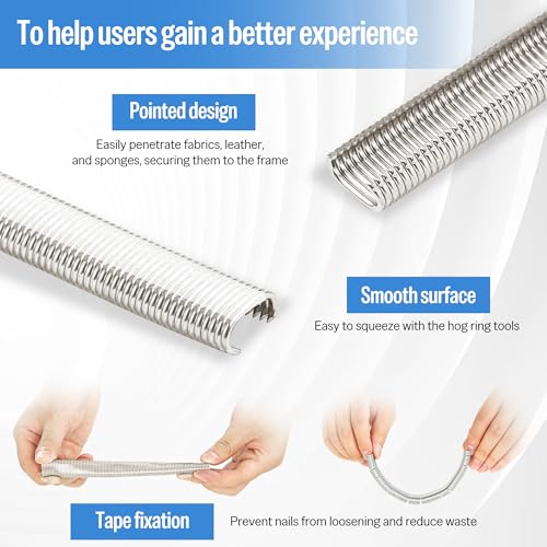 Image of meite 16 Gauge 1 /2 inch Hog Rings, 304 Stainless Steel Hog Ring Staples for SC760C Hog Ring Stapler, C Ring Staples for Outdoor Pet Cages, Coastal Fencing, Marine Netting (3,600 Counts)